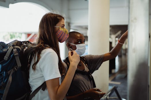 Two Backpackers Wearing Masks